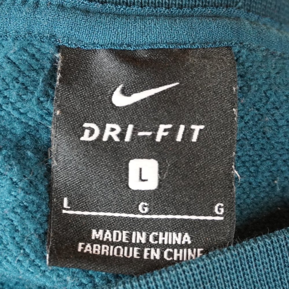Nike Yoga Lux Teal Dri Fit Cropped Pullover‎ Fleece Crew Sweatshirt Size Large - Picture 5 of 6